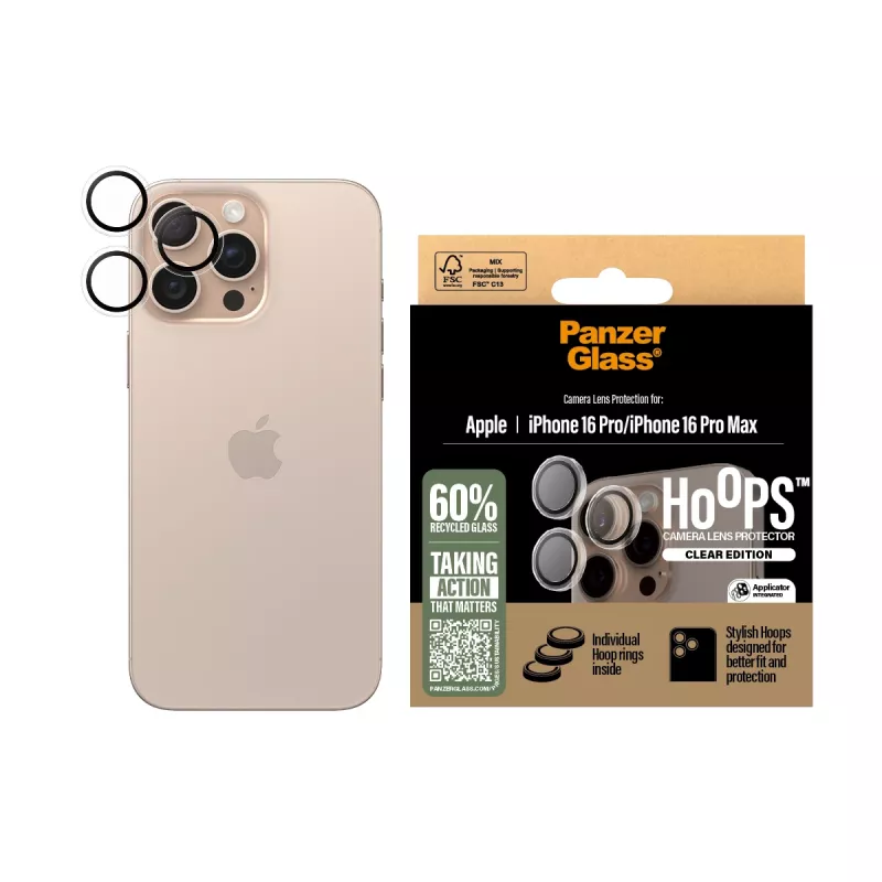 PanzerGlass ® Hoops® protezione lenti fotocamera trasparente iPhone 16 Pro | 16 Pro Max