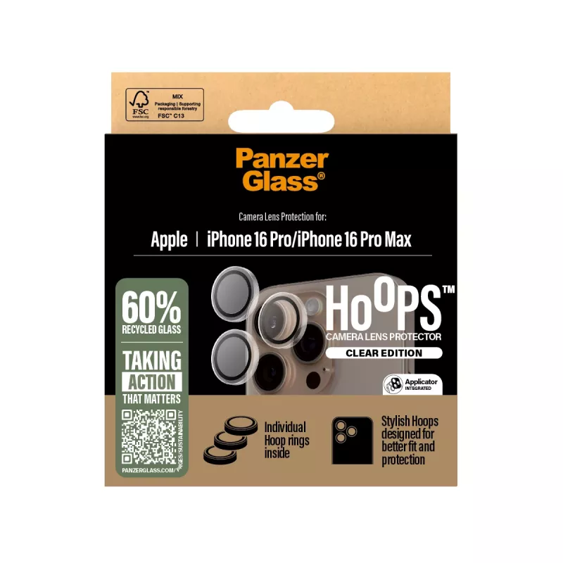 PanzerGlass ® Hoops® protezione lenti fotocamera trasparente iPhone 16 Pro | 16 Pro Max