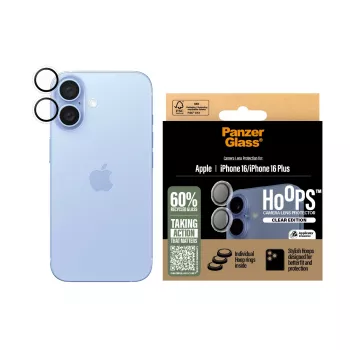 PanzerGlass ® Hoops® protezione lenti fotocamera trasparente per iPhone 16 | 16 Plus
