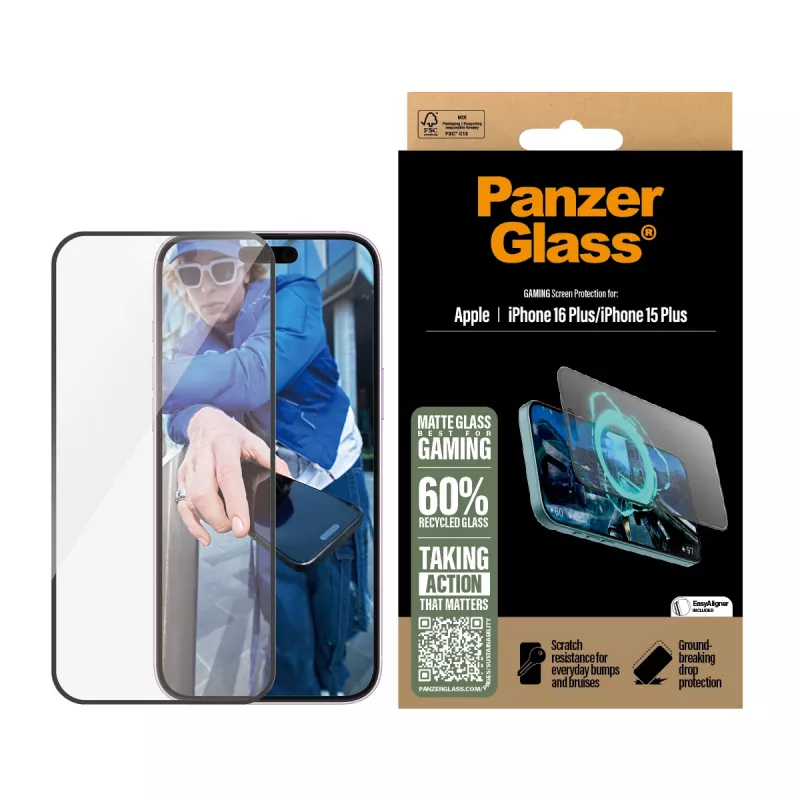 PanzerGlass® Gaming Screen Protector iPhone 16 Plus | 15 Plus | Ultra-Wide Fit