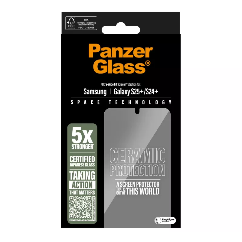 PanzerGlass ® protezione display in ceramica per Samsung Galaxy S25+ | S24+ | Ultra-Wide Fit con EasyAligner
