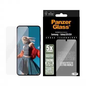 PanzerGlass ® protezione display in ceramica Samsung Galaxy S25 | S24 | Ultra-Wide Fit con EasyAligner