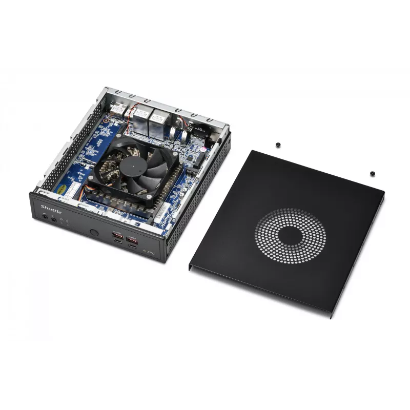 Shuttle Slim AI PC DN11H7 Intel Core Ultra 7 155H, grafica Intel Arc, 2xHDMI, 2x DP, 4x 2.5 Gbit LAN, VESA, funzionamento continuo 24/7