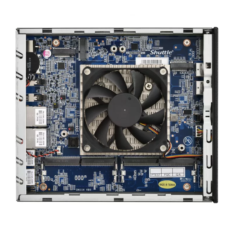 Shuttle Slim AI PC DN11H9 Intel Core Ultra 9 185H, grafica Intel Arc, 2xHDMI, 2x DP, 4x 2,5 Gbit LAN, VESA, funzionamento continuo 24/7