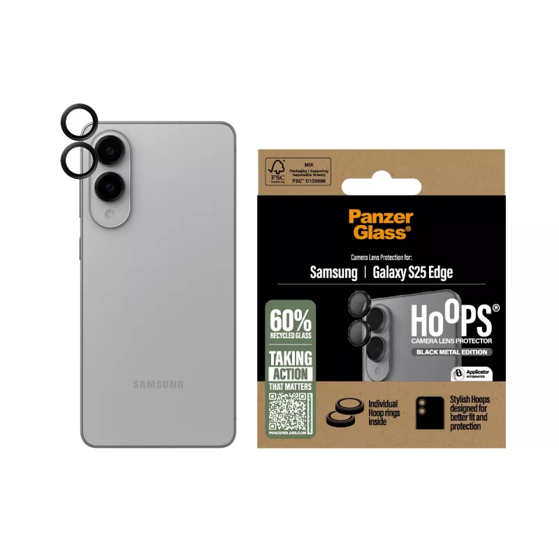 PanzerGlass ® Hoops® protezione lenti fotocamera nero Samsung S25 Edge
