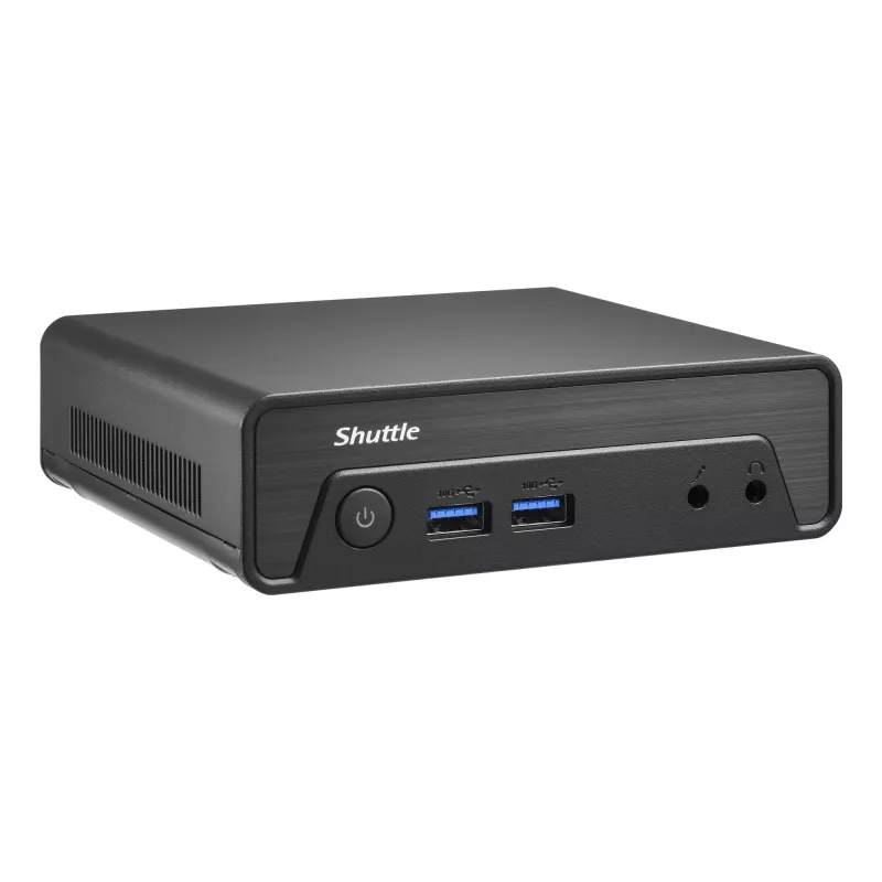 Shuttle Nano PC NE10N, Intel N 100, 1x HDMI, 1x DP, 6x USB, 1x LAN, senza ventola, funzionamento continuo 24/7, incl. VESA