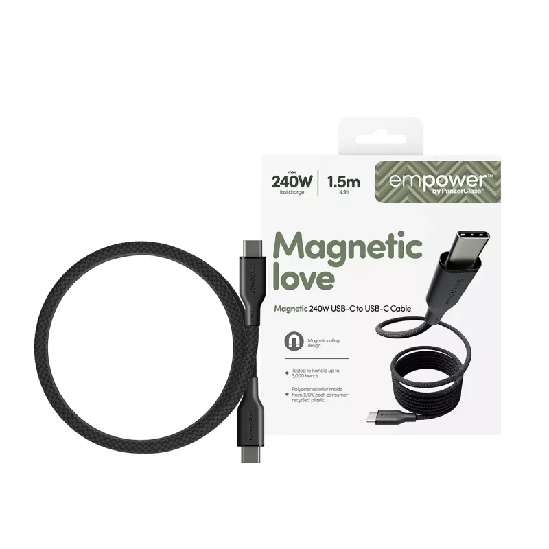 PanzerGlass empower™ by ® Magnetic cavo USB-C a USB-C 240W | USB 2.0 | 1,5 m | Space Black