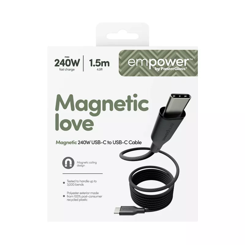 PanzerGlass empower™ by ® Magnetic cavo USB-C a USB-C 240W | USB 2.0 | 1,5 m | Space Black