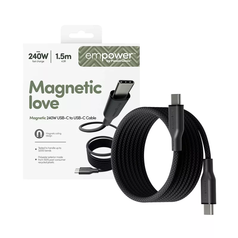 PanzerGlass empower™ by ® Magnetic cavo USB-C a USB-C 240W | USB 2.0 | 1,5 m | Space Black
