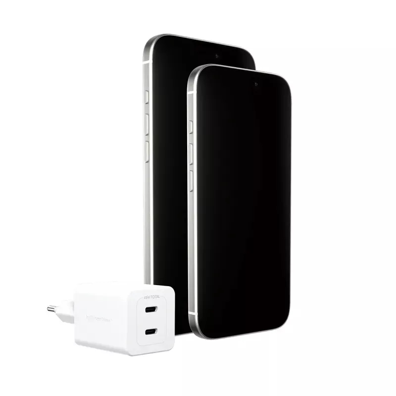 PanzerGlass empower™ by ® Turbo 45W caricabatterie incl. 2 x USB-C | spina EU | bianco argento