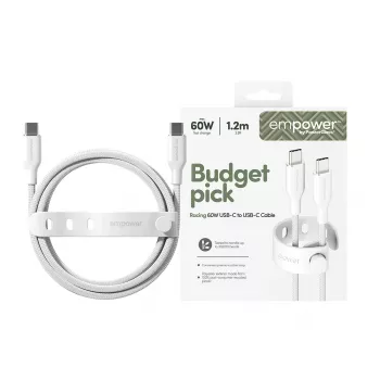 PanzerGlass empower™ by ® Racing cavo USB-C a USB-C 60W | USB 2.0 | 1,2 m | bianco argento