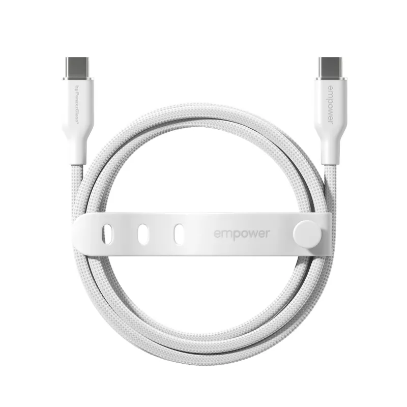 PanzerGlass empower™ by ® Racing cavo USB-C a USB-C 60W | USB 2.0 | 1,2 m | bianco argento