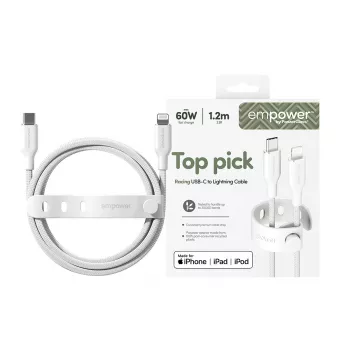PanzerGlass empower™ by ® Racing cavo USB-C a Lightning 60W | USB 2.0 | 1,2 m | bianco argento