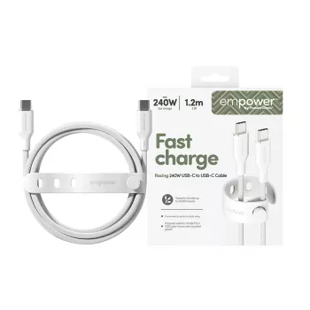 PanzerGlass empower™ by ® Racing cavo USB-C a USB-C 240W | USB 2.0 | 1,2 m | bianco argento