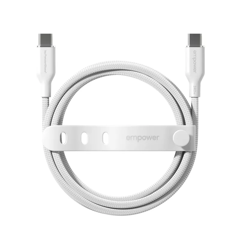 PanzerGlass empower™ by ® Racing cavo USB-C a USB-C 240W | USB 2.0 | 1,2 m | bianco argento