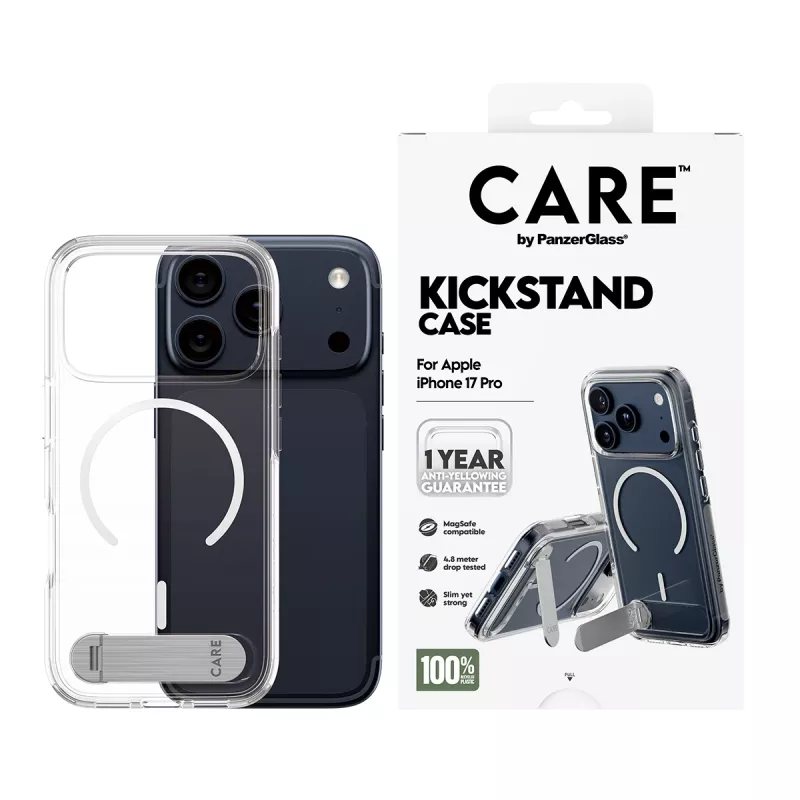 PanzerGlass CARE™ by ® Custodia trasparente con Supporto e MagSafe iPhone 17 Pro