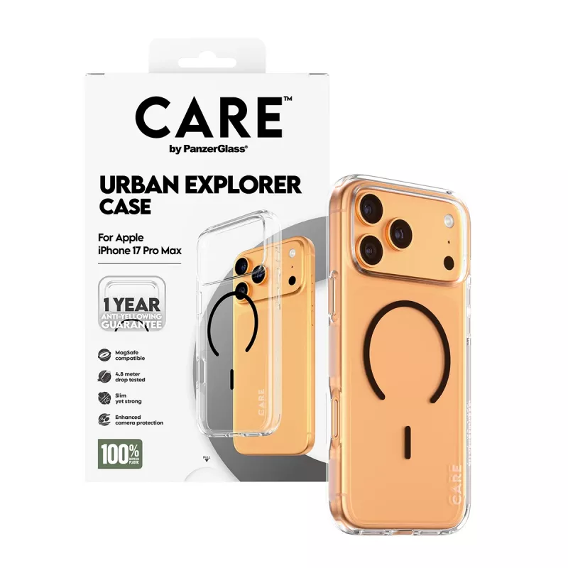 PanzerGlass CARE™ by ® Urban Explorer Custodia trasparente con MagSafe nero iPhone 17 Pro Max