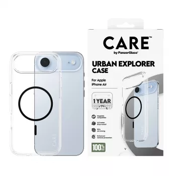 PanzerGlass CARE by Flagship Case custodia per iPhone Air, trasparente Urban Explorer con MagSafe nero