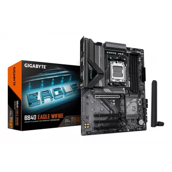 GIGABYTE B840 EAGLE WIFI6E Scheda madre - CPU AMD Ryzen 9000, VRM 8+2+2 fasi, fino a 8200MHz DDR5(O.C), 2xPCIe 4.0 + 1xPCIe 3.0 M.2, Wi-Fi 6E, 2.5GbE LAN, USB 3.2 Gen 2