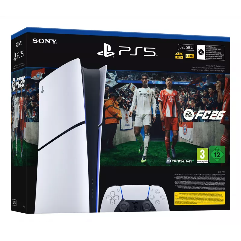 Sony PlayStation 5 Digital + EA Sports FC 26 Bundle 825 GB Wi-Fi Nero, Bianco