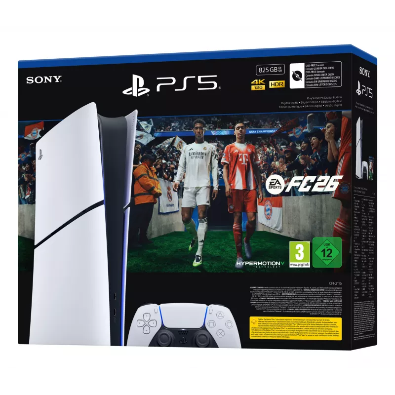 Sony PlayStation 5 Digital + EA Sports FC 26 Bundle 825 GB Wi-Fi Nero, Bianco