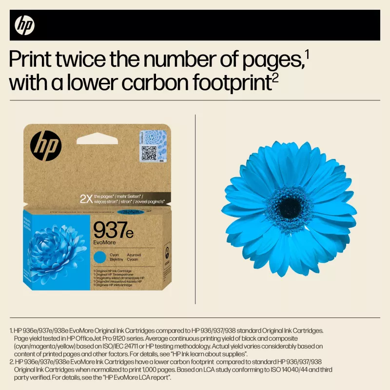 Cartuccia d'inchiostro originale HP 937e EvoMore ciano