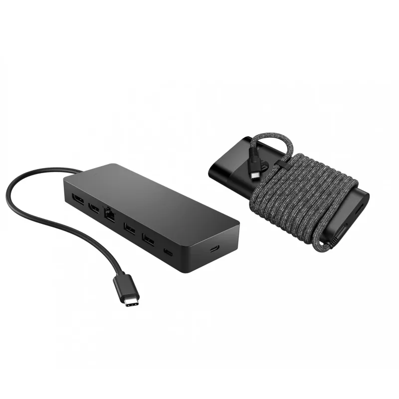 Hub USB-C e caricabatterie per laptop HP 9H0H9AA#ABB design compatto, connettività versatile
