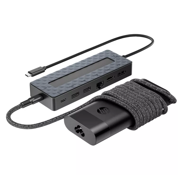 Hub USB-C e caricabatterie per laptop HP 9H0H9AA#ABB design compatto, connettività versatile
