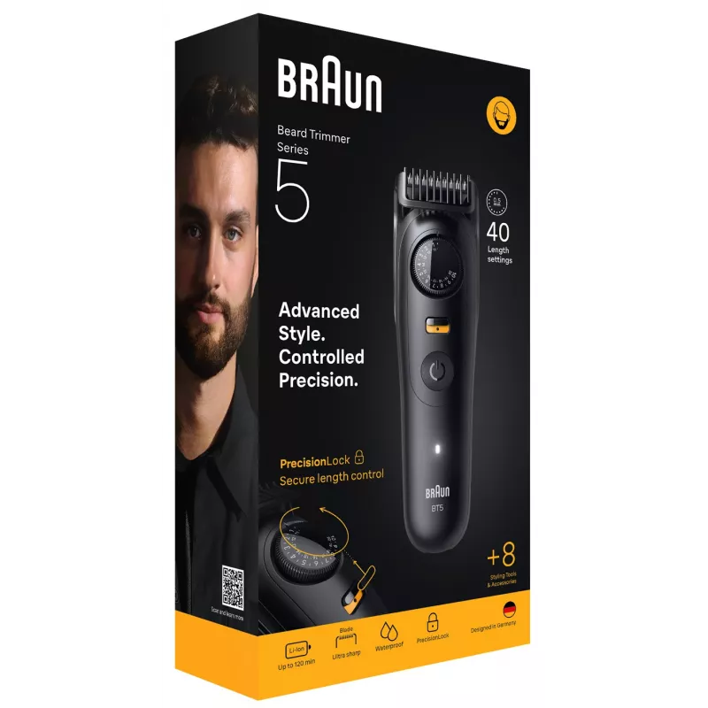 Rifilatore barba Braun BeardTrimmer 5 BT5560 batteria ricaricabile 40 2 cm bagnato e asciutto nero