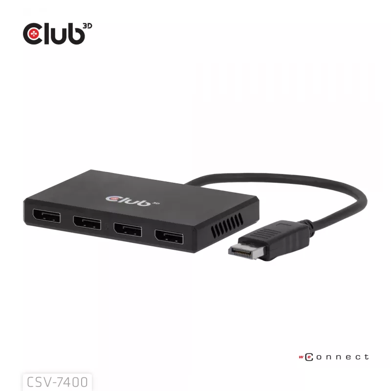 Hub CLUB3D Quad DisplayPort™ – 4 x risoluzione 4K @ 30Hz, supporto MST