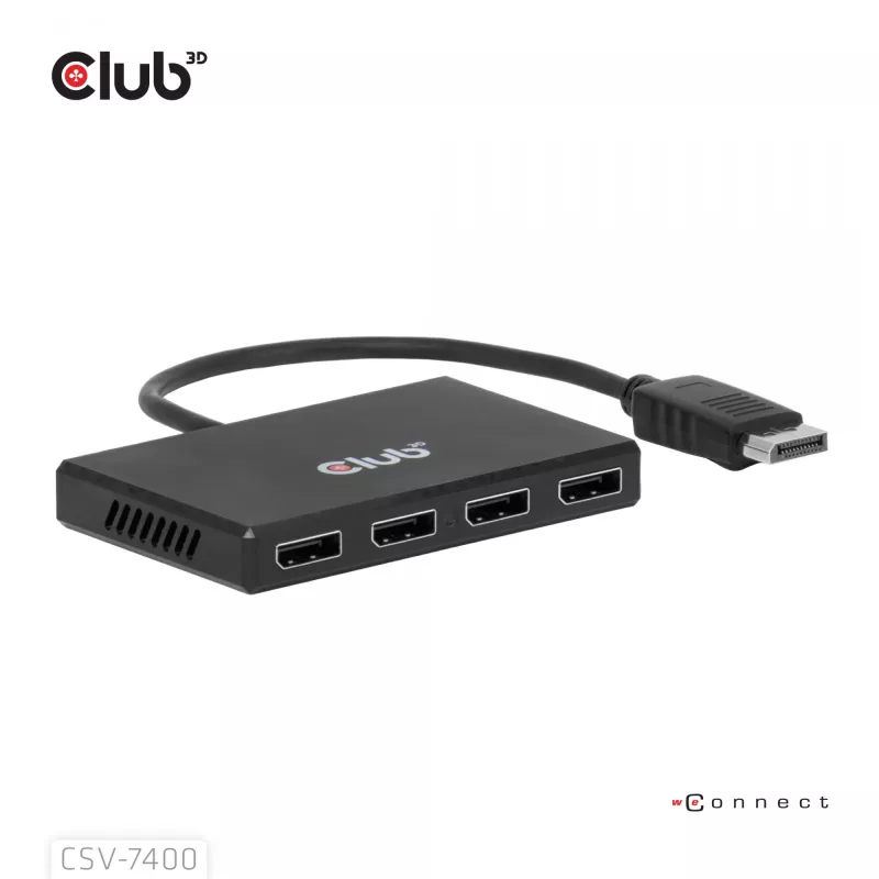 Hub CLUB3D Quad DisplayPort™ – 4 x risoluzione 4K @ 30Hz, supporto MST