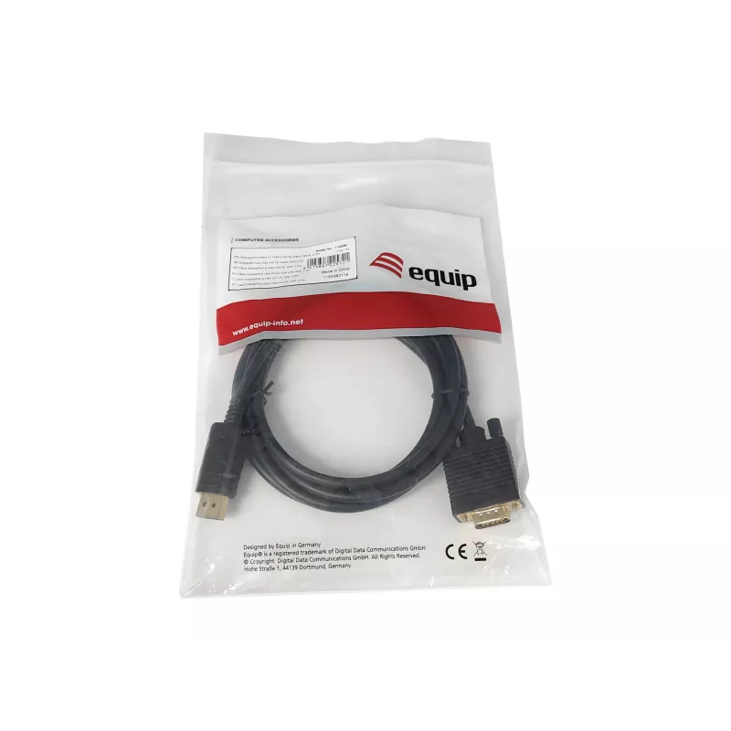 Cavo Equip DisplayPort maschio su VGA (HD15) maschio, 2 m, VGA (D-Sub), DisplayPort, maschio, maschio, dritto