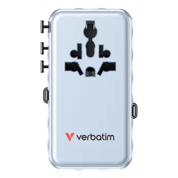 Verbatim Charge 'n' Travel 70W 2C adattatore universale da viaggio con cavo retrattile blu
