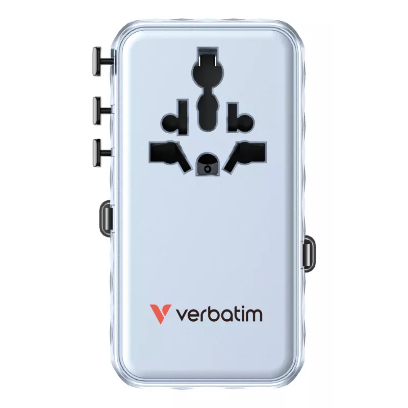 Verbatim Charge 'n' Travel 70W 2C adattatore universale da viaggio con cavo retrattile blu