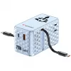 Verbatim Charge 'n' Travel 70W 2C adattatore universale da viaggio con cavo retrattile blu