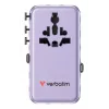 Verbatim Charge 'n' Travel 70W 2C adattatore universale da viaggio con cavo retrattile viola
