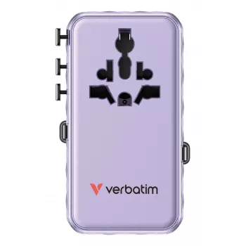 Verbatim Charge 'n' Travel 70W 2C adattatore universale da viaggio con cavo retrattile viola