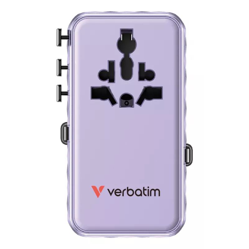 Verbatim Charge 'n' Travel 70W 2C adattatore universale da viaggio con cavo retrattile viola