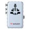 Verbatim Charge 'n' Travel 100W adattatore universale da viaggio con cavo retrattile blu