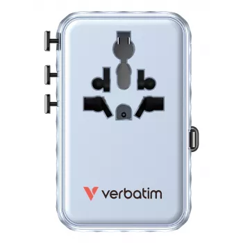 Verbatim Charge 'n' Travel 100W adattatore universale da viaggio con cavo retrattile blu