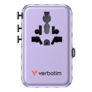 Verbatim Charge 'n' Travel 100W adattatore universale da viaggio con cavo retrattile lilla