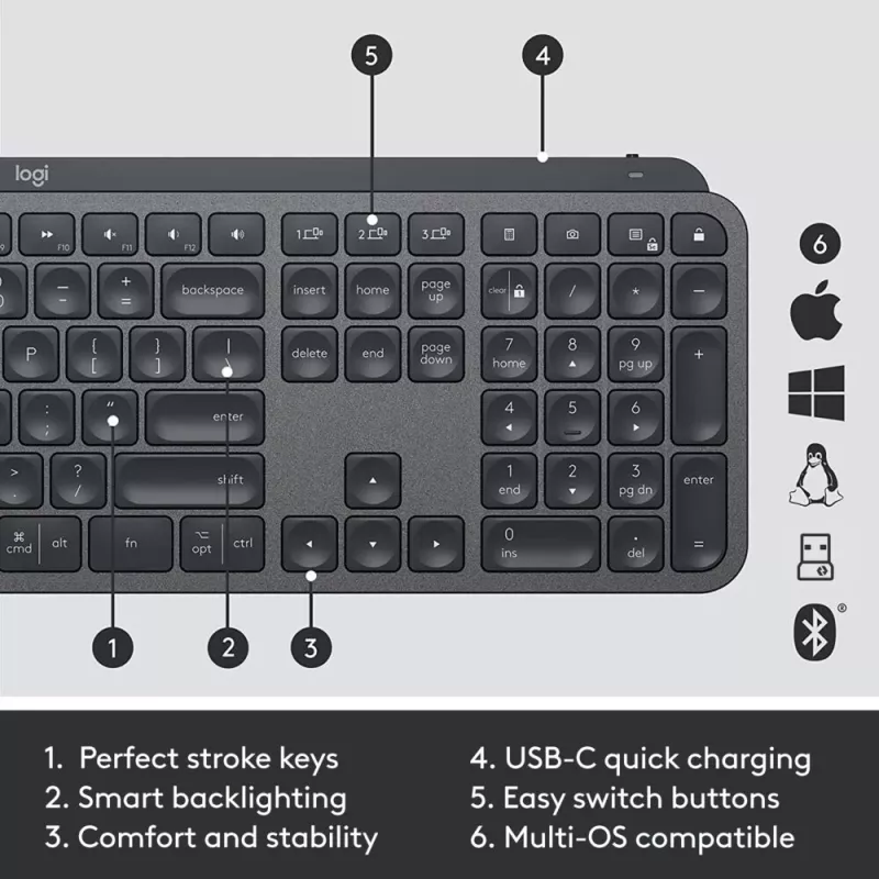 LOGITECH MX Keys Combo For Business Gen 2 - grafite - Qwertz - tedesco