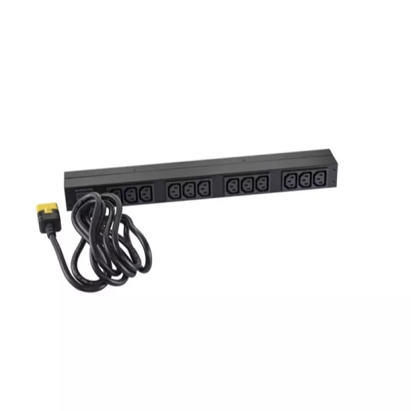 APC AP9565 Basic PDU per rack, 1U, monofase, 16 A, 208/230 V, 3680 W, 12 prese C13, ingresso C20, cavo da 2,5 m, nero