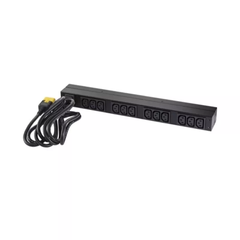 APC AP9565 Basic PDU per rack, 1U, monofase, 16 A, 208/230 V, 3680 W, 12 prese C13, ingresso C20, cavo da 2,5 m, nero