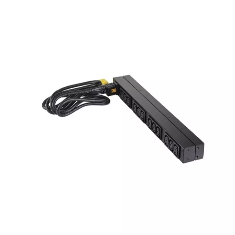 APC AP9565 Basic PDU per rack, 1U, monofase, 16 A, 208/230 V, 3680 W, 12 prese C13, ingresso C20, cavo da 2,5 m, nero