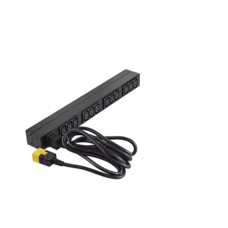 APC AP9565 Basic PDU per rack, 1U, monofase, 16 A, 208/230 V, 3680 W, 12 prese C13, ingresso C20, cavo da 2,5 m, nero