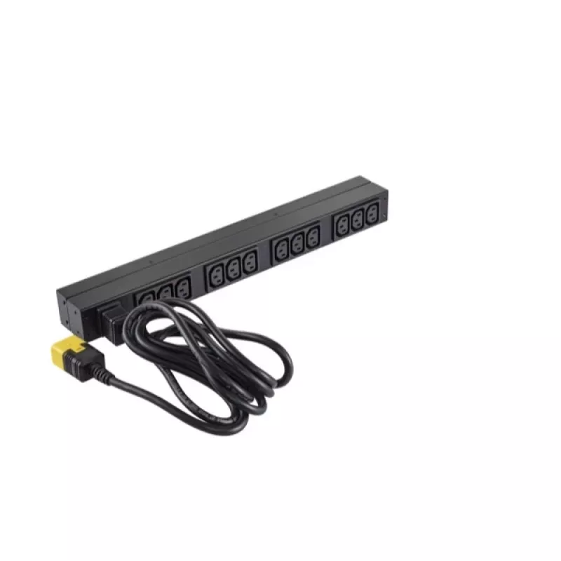 APC AP9565 Basic PDU per rack, 1U, monofase, 16 A, 208/230 V, 3680 W, 12 prese C13, ingresso C20, cavo da 2,5 m, nero