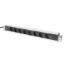 DIGITUS PDU 1U in alluminio, montabile nel rack potenza nominale: 16A, 4000W, 250VAC 50/60Hz, 8x prese protette