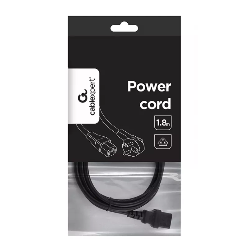 Gembird PC-186-VDE cavo di alimentazione, da CEE 7/7 a C13, VDE, 1,8 m, nero
