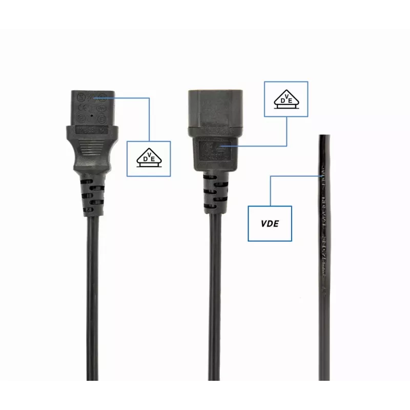 Gembird PC-186-VDE cavo di alimentazione, da CEE 7/7 a C13, VDE, 1,8 m, nero